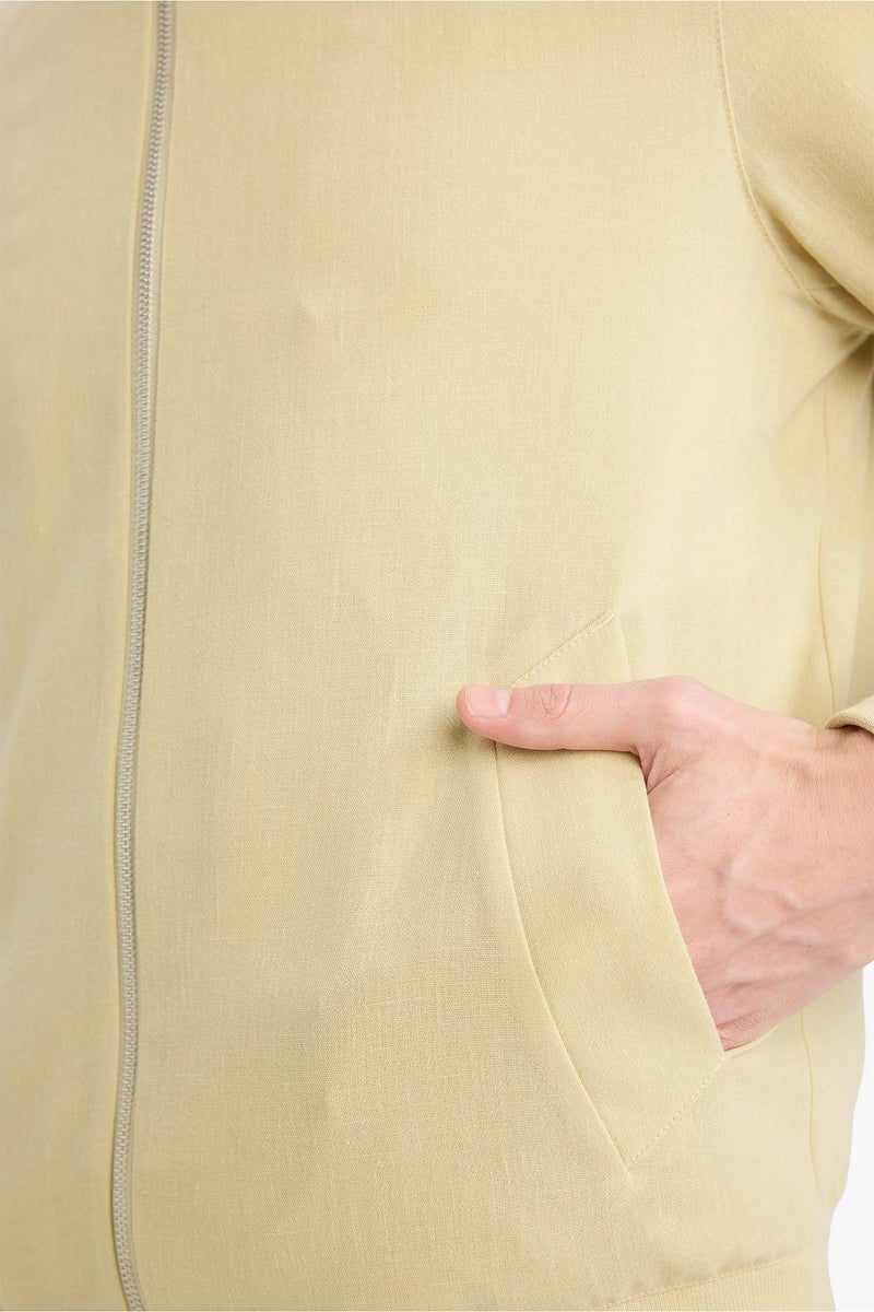 DeFacto Beige Man Regular Fit High Neck Zip-Up Jacket Casual - Image 4